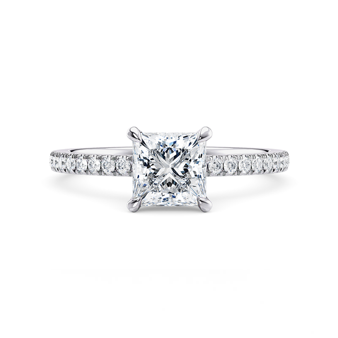 Princess Pavé Ring 14K Weissgold 4P